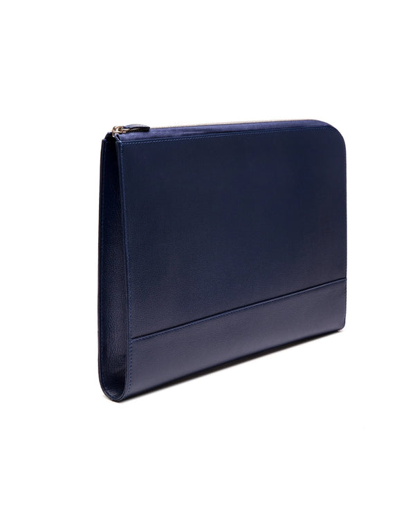 Gieves & Hawkes Capra Large Zip Pouch - Marine Blue