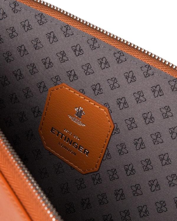 Gieves & Hawkes Capra Large Zip Pouch Tan