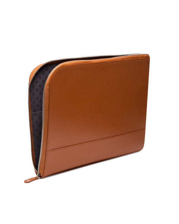 Gieves & Hawkes Capra Large Zip Pouch Tan