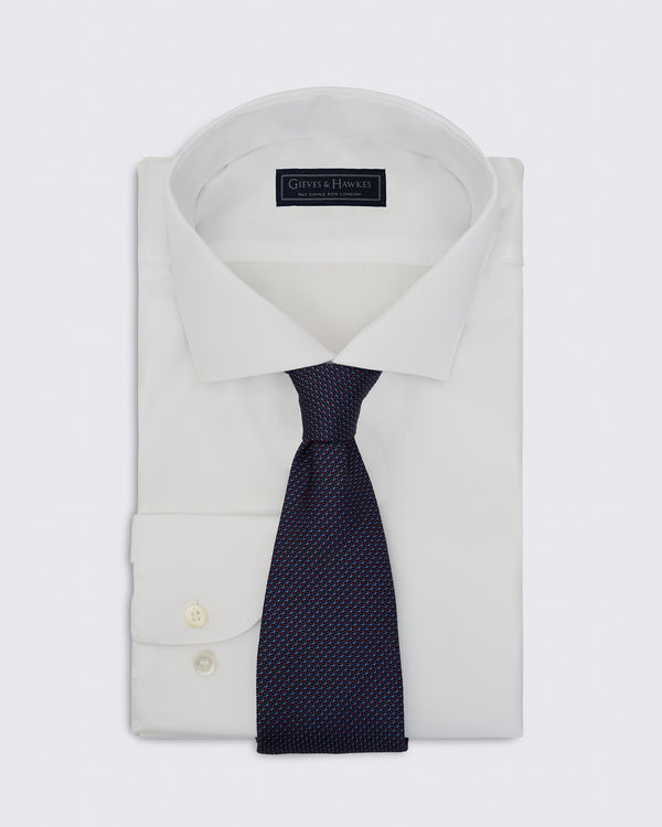 Gieves & Hawkes Carberry Navy & Red Round Neat Tie