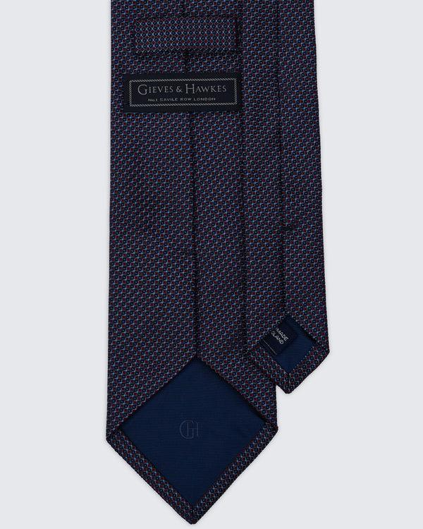 Gieves & Hawkes Carberry Navy & Red Round Neat Tie