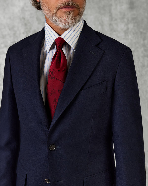 Gieves & Hawkes Cartwright Flannel Suit Jacket Navy