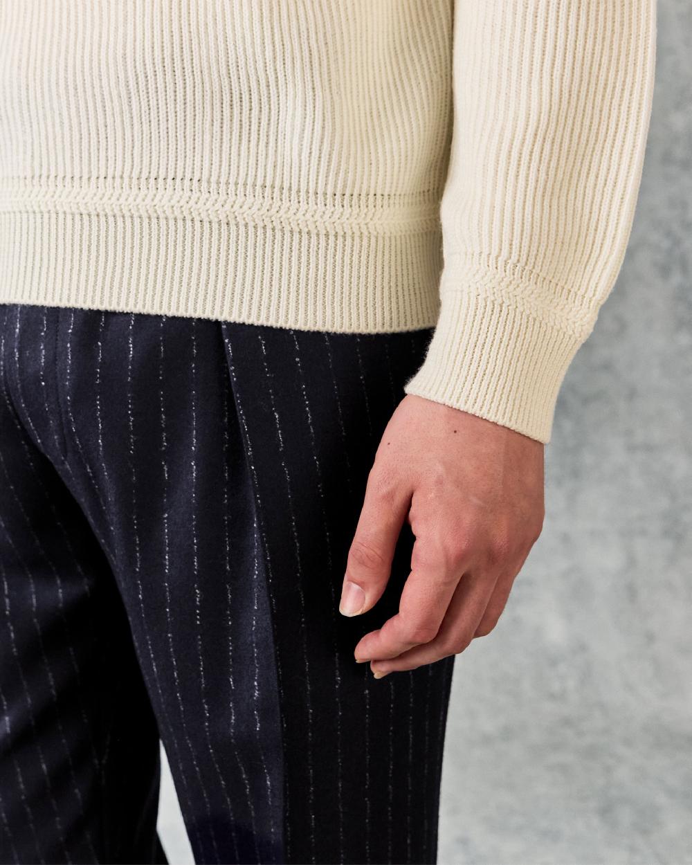 Gieves & Hawkes Denison Chunky Knit Roll Neck Ecru