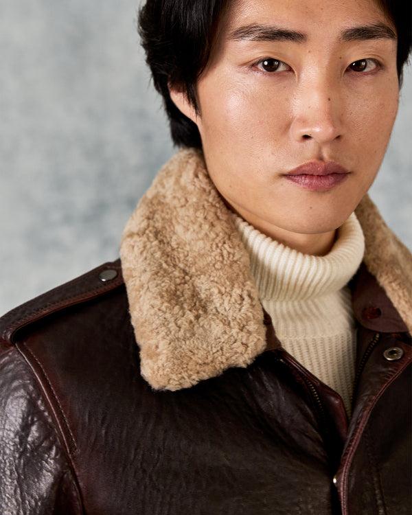 Gieves & Hawkes Dick Leather Aviator Jacket Brown