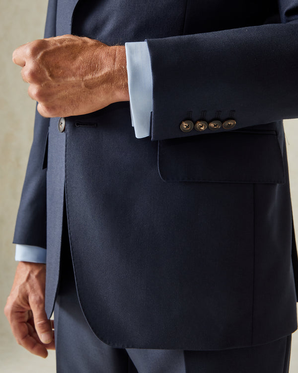 Gieves & Hawkes Doughty Wool Twill Suit Jacket Navy