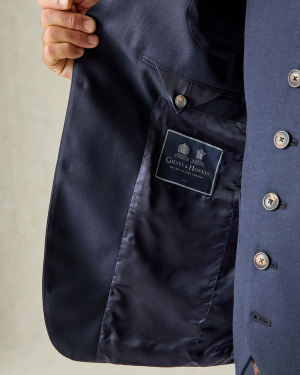 Gieves & Hawkes Doughty Wool Twill Suit Jacket Navy