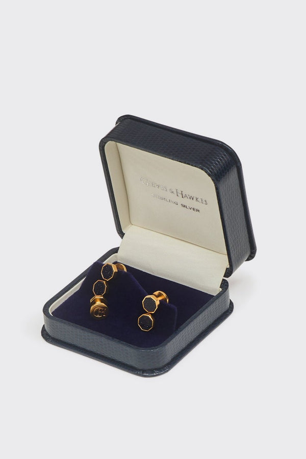 gieves & hawkes Gissing Octagonal Dress Studs Navy