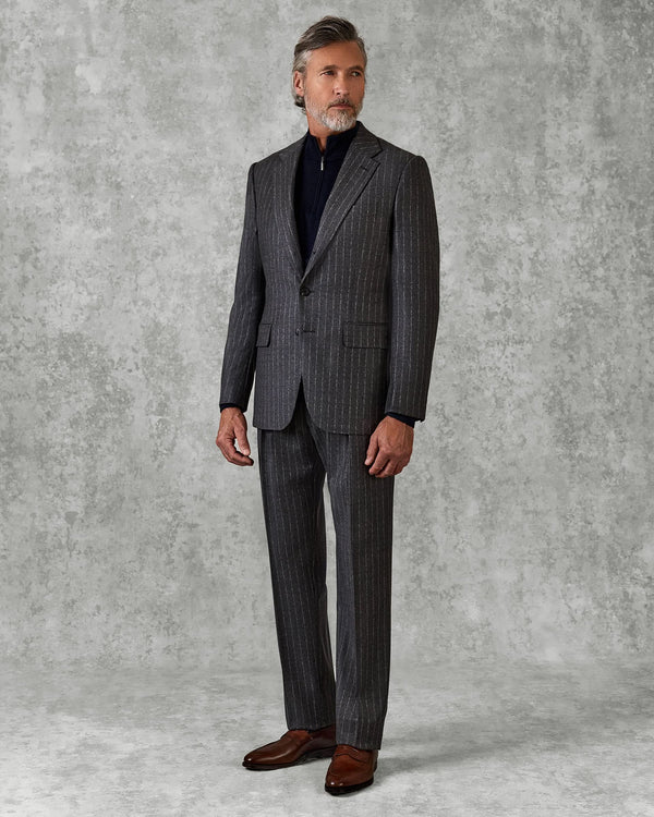 gieves & hawkes Gunn Suit Grey Morse Code Flannel