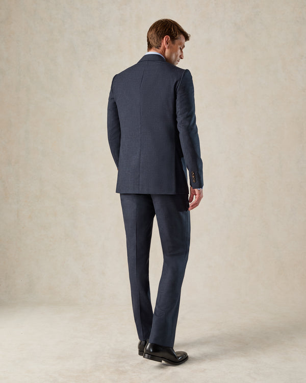 Gieves & Hawkes Holbech Navy Wool Check Suit