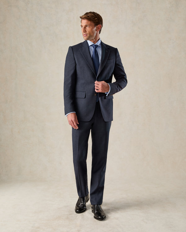 gieves & hawkes Holbech Navy Wool Check Suit