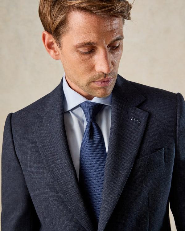 Gieves & Hawkes Holbech Wool Check Suit Jacket Navy