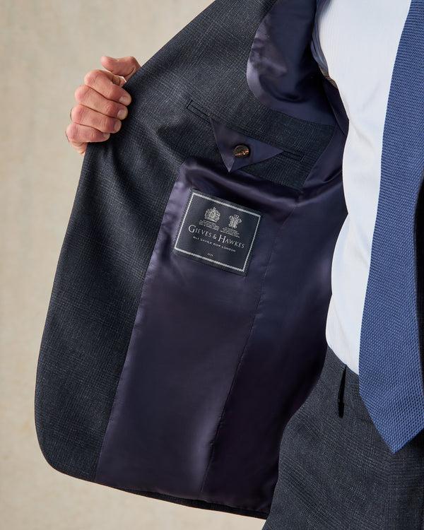 Gieves & Hawkes Holbech Wool Check Suit Jacket Navy