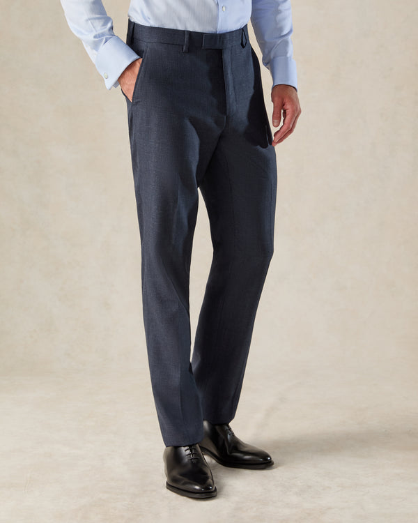 gieves & hawkes Holbech Wool Check Suit Trouser Navy