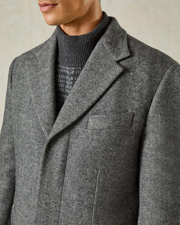 Gieves & Hawkes Hovell Herringbone Top Coat Grey