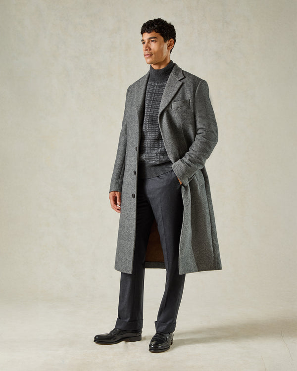 gieves & hawkes Hovell Herringbone Top Coat Grey
