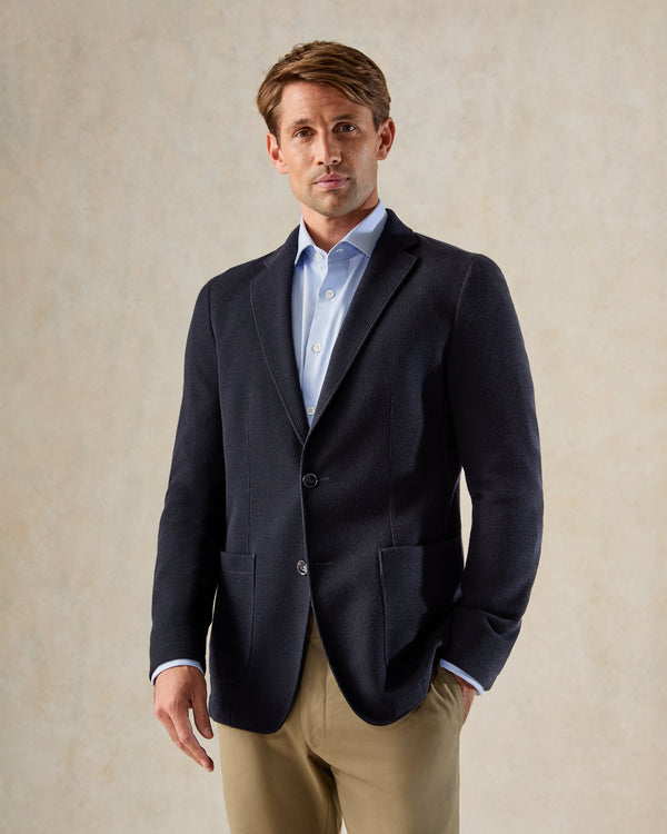 gieves & hawkes Jervoise Wool & Cotton Blazer Navy