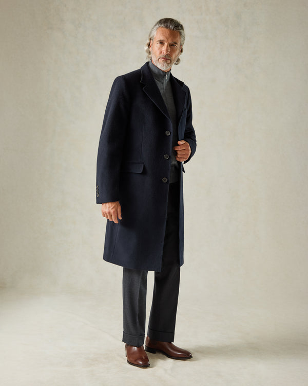 gieves & hawkes Kingsley Wool Top Coat Navy