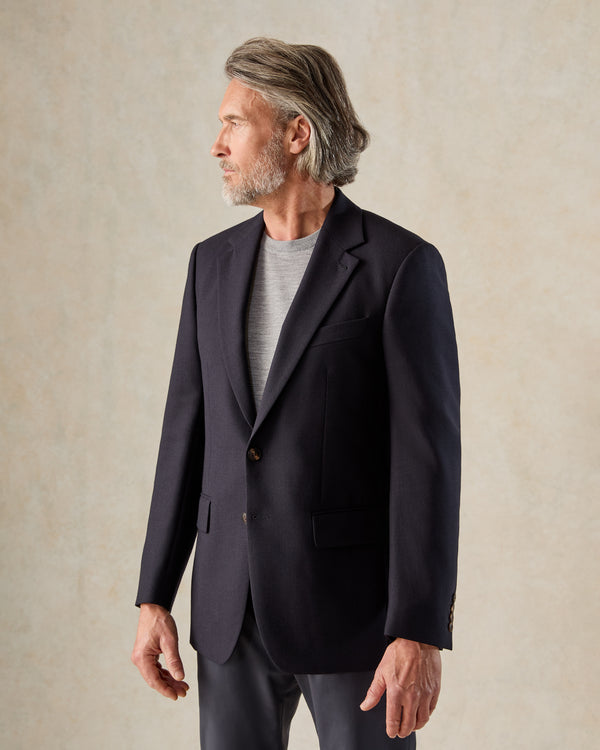 gieves & hawkes Lang Wool Fresco Blazer Navy