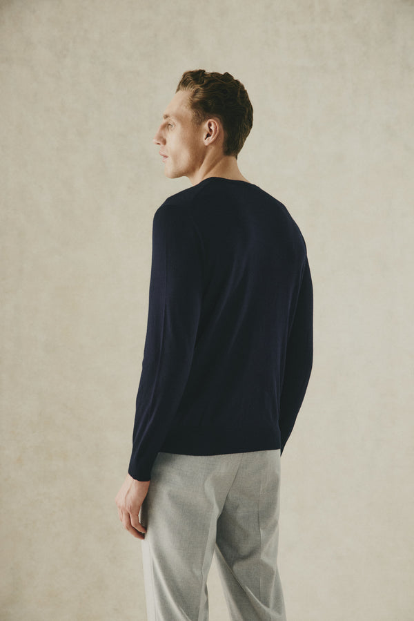 Gieves & Hawkes Lucas Cashmere Crew Jumper Navy