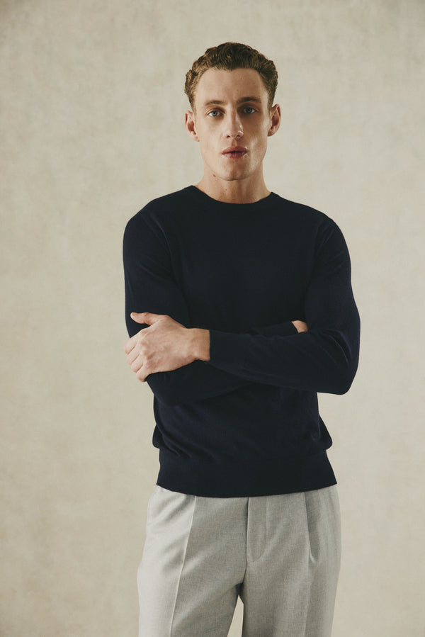 gieves & hawkes Lucas Cashmere Crew Jumper Navy
