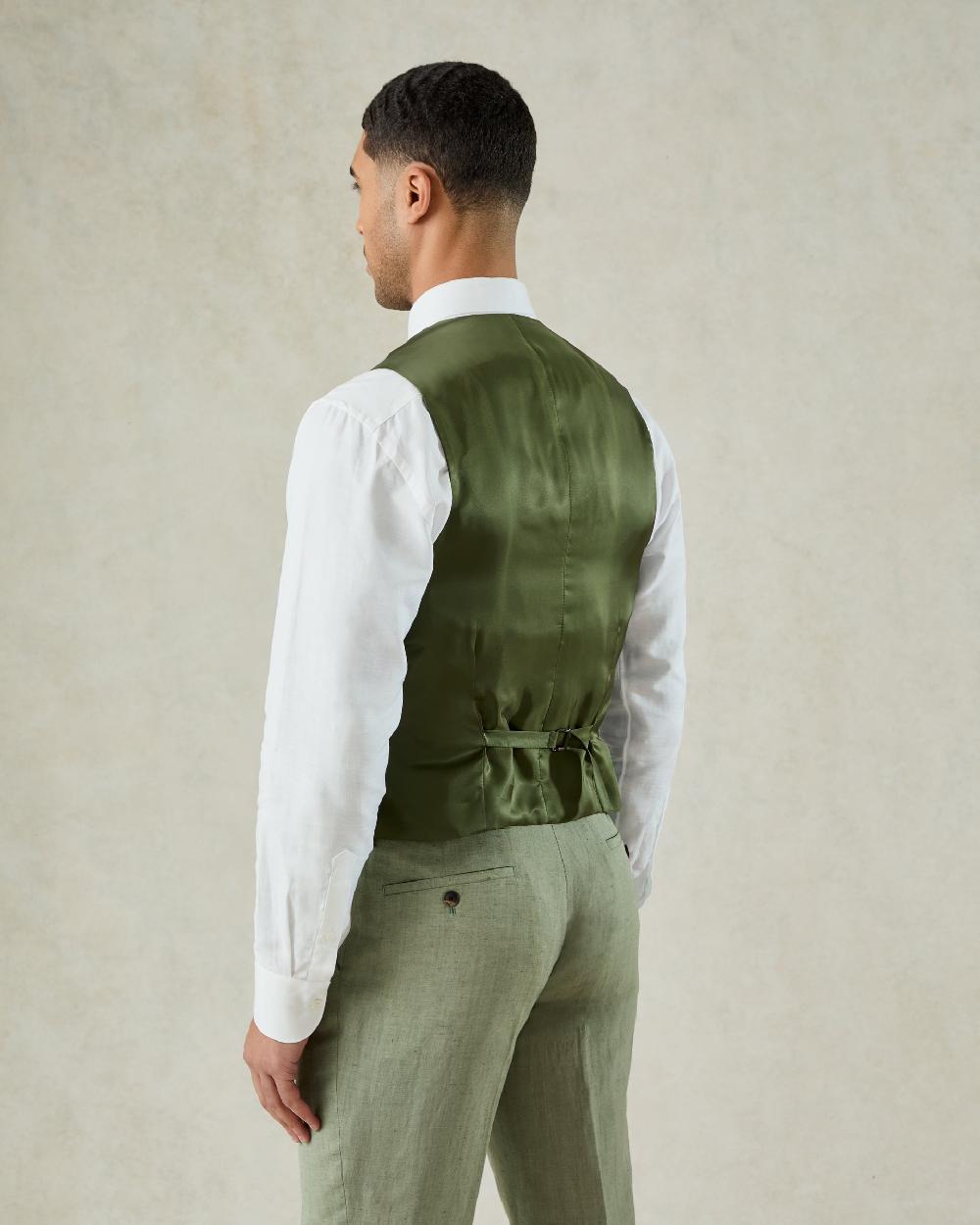 Gieves & Hawkes Luce Linen Waistcoat Green