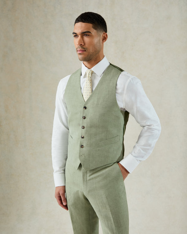 gieves & hawkes Luce Linen Waistcoat Green