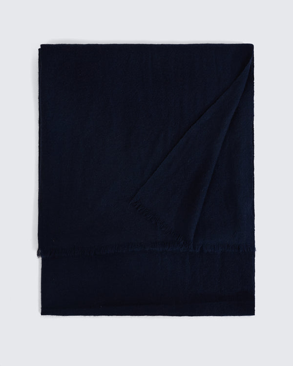 Gieves & Hawkes Shand Cashmere & Silk Scarf Navy Plain