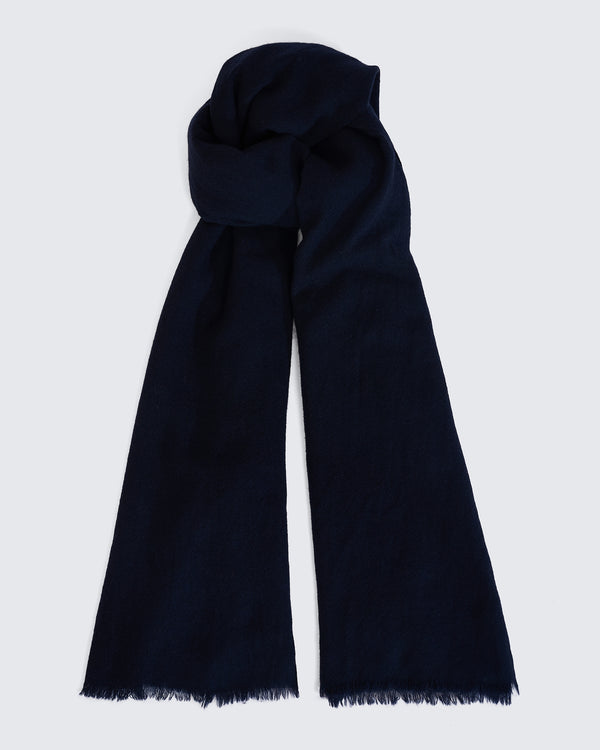 gieves & hawkes Shand Cashmere & Silk Scarf Navy Plain