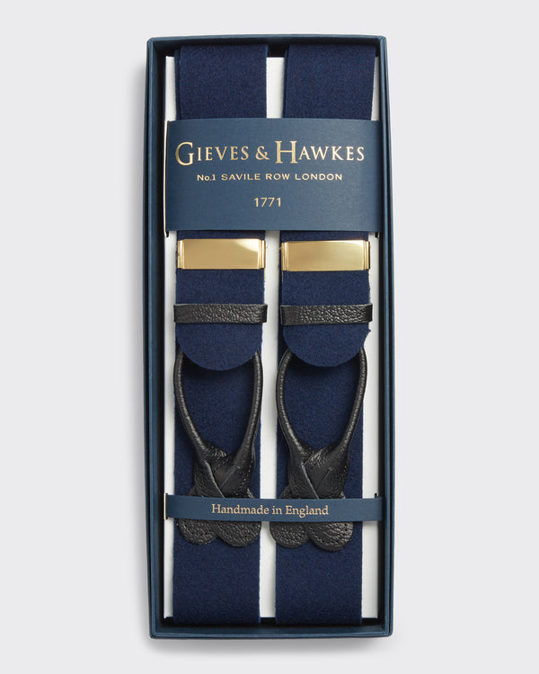 gieves & hawkes Sinclair Box Cloth Braces Navy