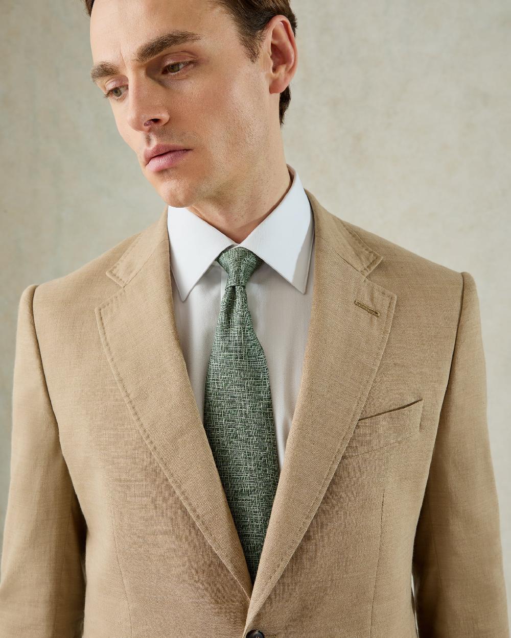 Gieves & Hawkes Speke Linen Suit Jacket Tan