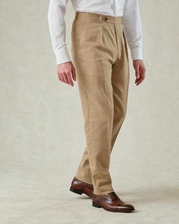 gieves & hawkes Speke Linen Suit Trouser Tan
