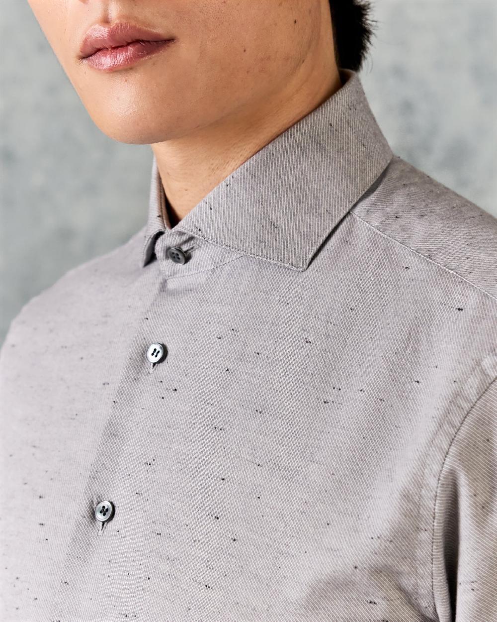 Gieves & Hawkes Swain Grey Spread Herringbone Shirt