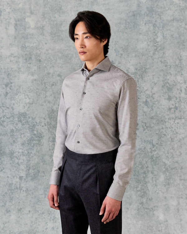gieves & hawkes Swain Grey Spread Herringbone Shirt