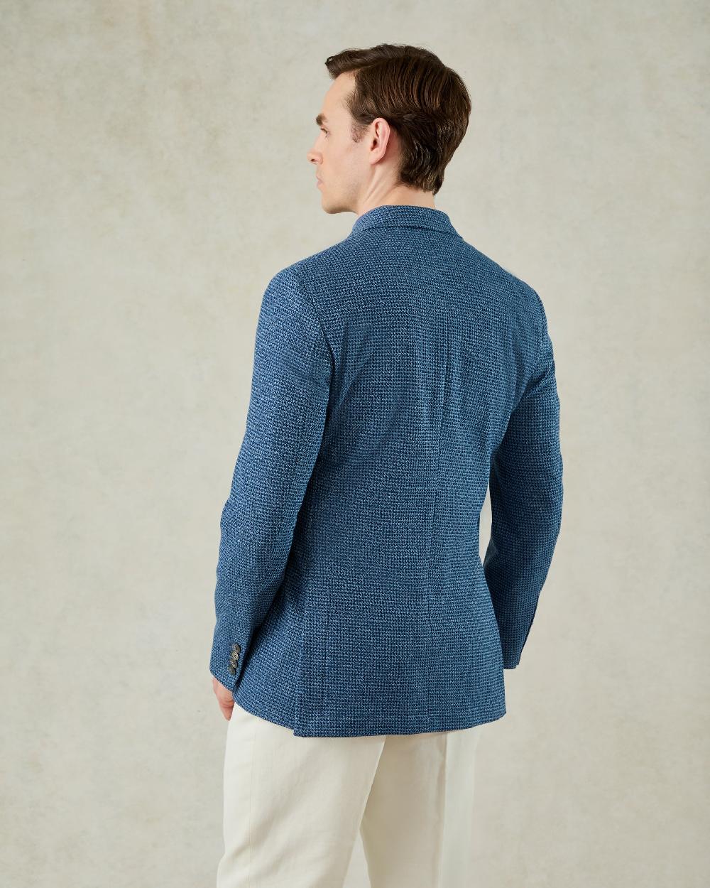 Gieves & Hawkes Wallis Jersey Check Blazer Blue