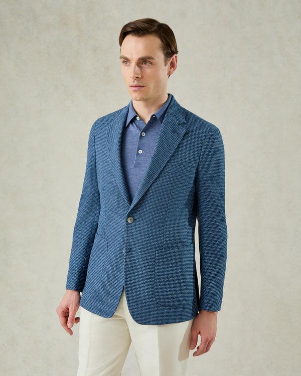 gieves & hawkes Wallis Jersey Check Blazer Blue