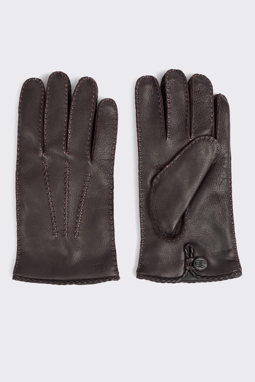 Gieves & Hawkes Waring Deerskin Leather Gloves Brown