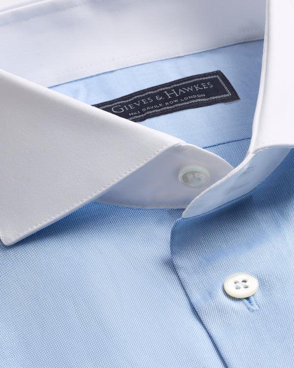 Gieves & Hawkes Warren Cotton Double Cuff Shirt Blue