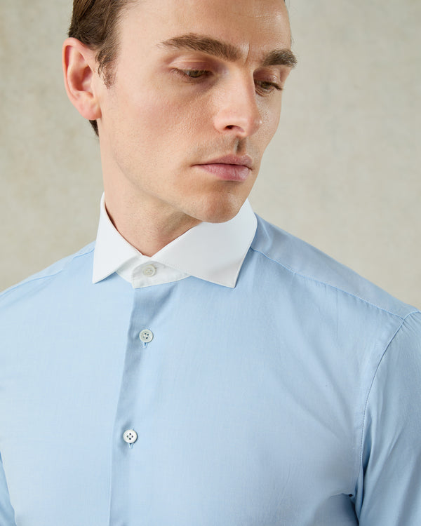 Gieves & Hawkes Warren Cotton Double Cuff Shirt Blue