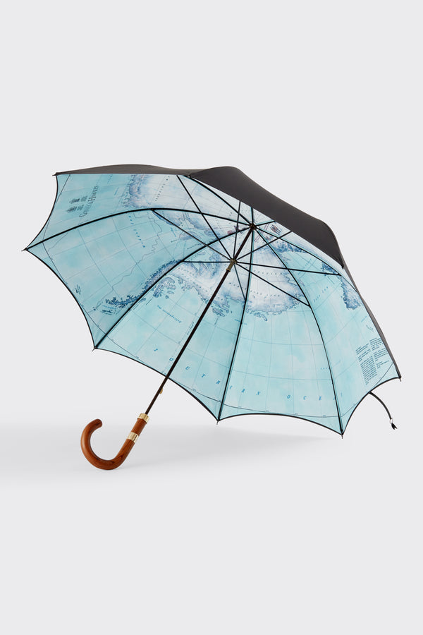 gieves & hawkes Gieves & Hawkes x Bellerby & Co Globemakers Print Umbrella with Wooden Handle