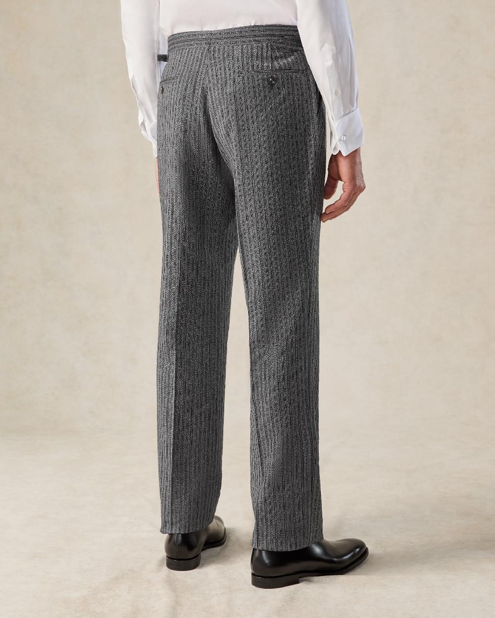 Gieves & Hawkes Gladstone Morning Stripe Wool Dress Trouser Grey