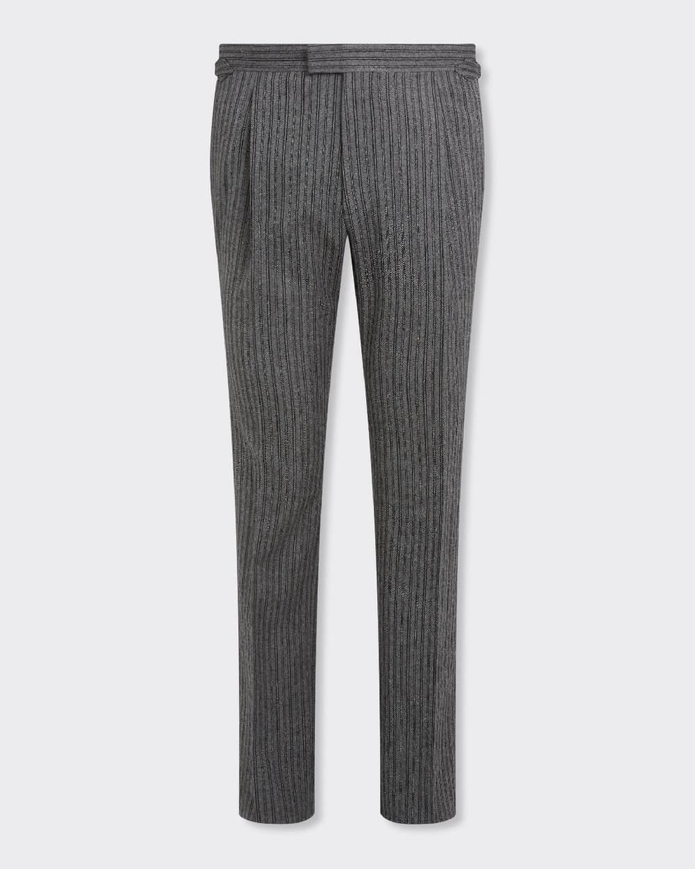 Gieves & Hawkes Gladstone Morning Stripe Wool Dress Trouser Grey