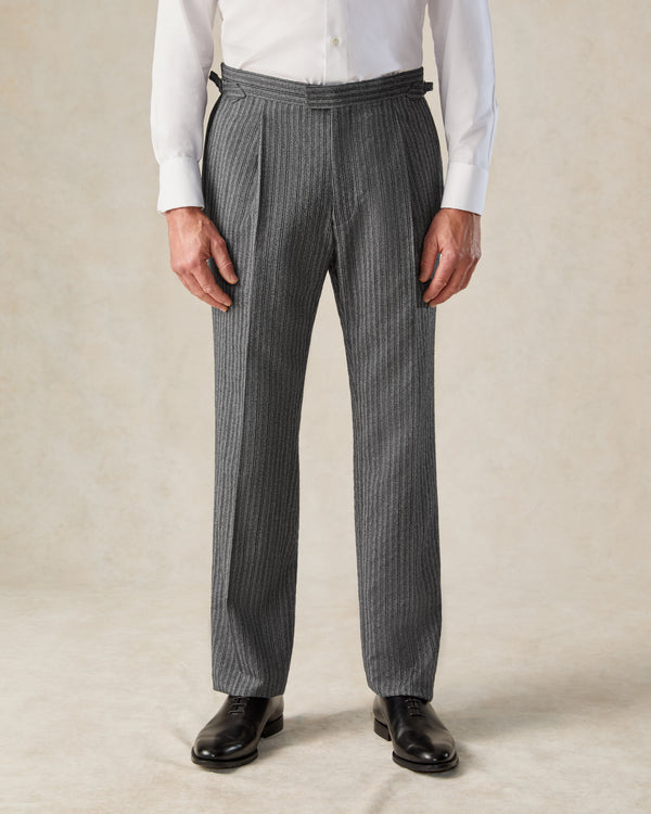gieves & hawkes Gladstone Morning Stripe Wool Dress Trouser Grey