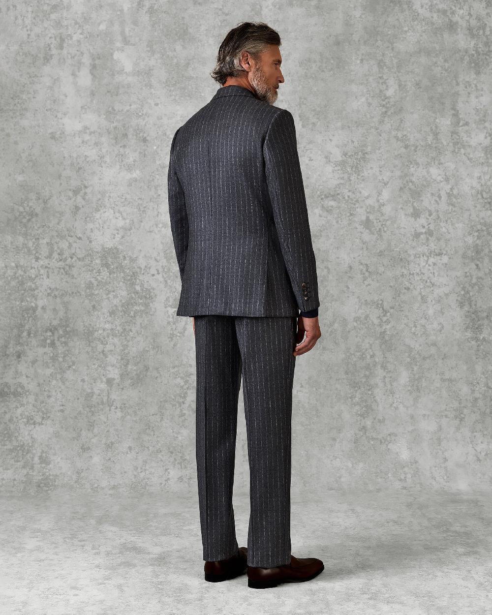 Gieves & Hawkes Gunn Suit Jacket Grey Morse Code Flannel
