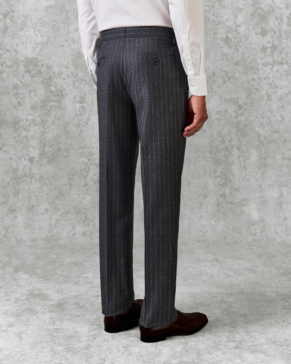 Gieves & Hawkes Gunn Suit Trouser Grey Morse Code Flannel