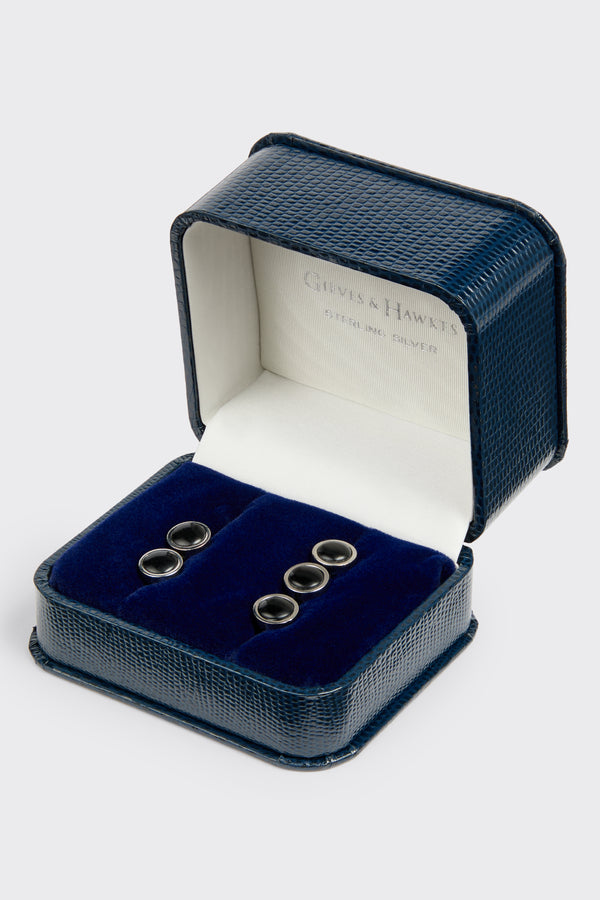 gieves & hawkes Hallett Reversible Dress Studs Mother of Pearl Black & White