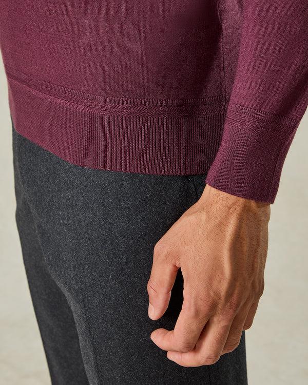 Gieves & Hawkes Hamilton Wool Silk Cashmere Quarter Zip Knit Burgundy