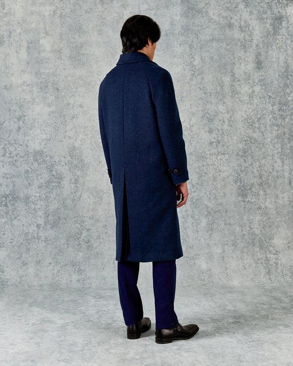 Gieves & Hawkes Harry Wool & Mohair Blue Plain Raglan Coat