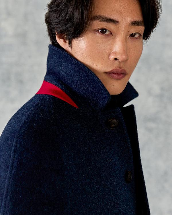 Gieves & Hawkes Harry Wool & Mohair Blue Plain Raglan Coat