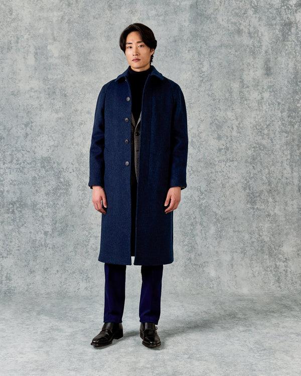 gieves & hawkes Harry Wool & Mohair Blue Plain Raglan Coat