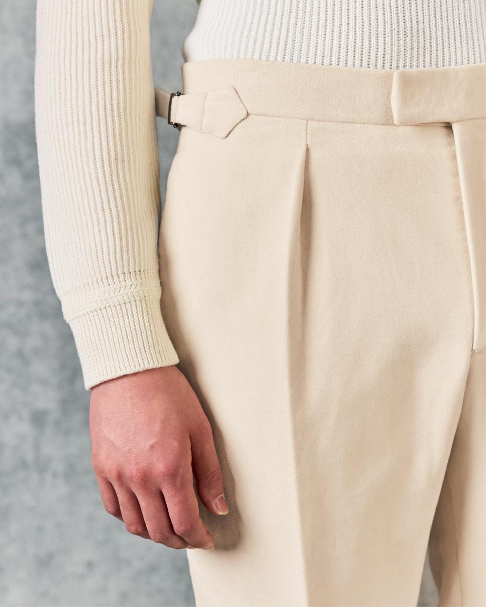Gieves & Hawkes Hayter Pleated Trouser White Moleskin